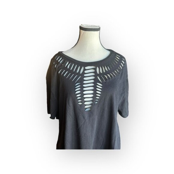 🆕 NWT Women’s torrid 2 3 Black Relaxed Fit Vintage Cotton Slash Yoke Sleeve Tee - Picture 4 of 9